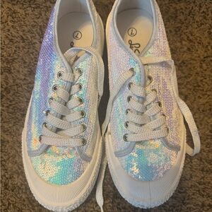 Sequin Lace-Up Sneakers